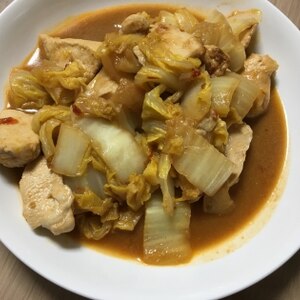 鶏肉と白菜のピリ辛味噌炒め